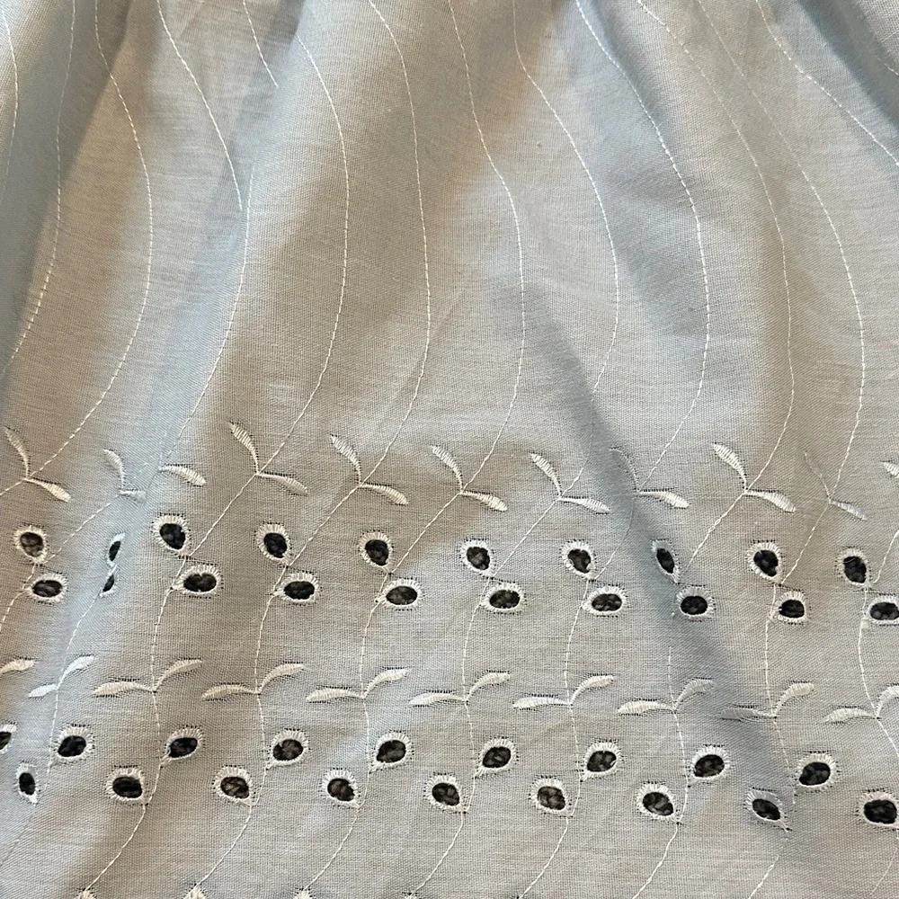 3/$15 Light Blue/Seafoam Eyelet Full Size Elastic Skirt washed-never used.